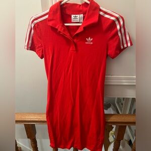 Red Adidas Originals trefoil polo dress